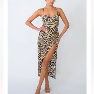 Brand New RESA Midi Slit Dress - Animal Print